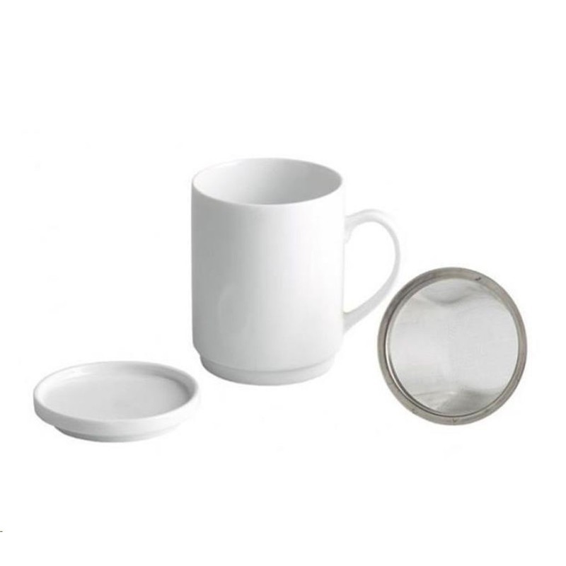 PORCELANA TAZA INFUSIONES C/TAPA Y FILTRO METAL B2621 K-1